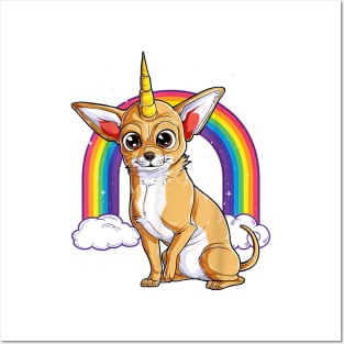 Chihuahua Unicorn Rainbow Posters and Art